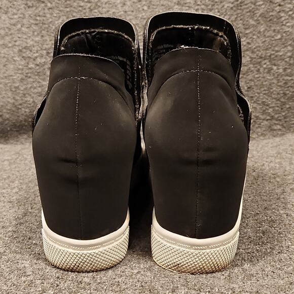 BRASH Black Faux Suede Hi Top Hidden Wedge Slip On Fashion Sneakers Womens 6 - Picture 5 of 10